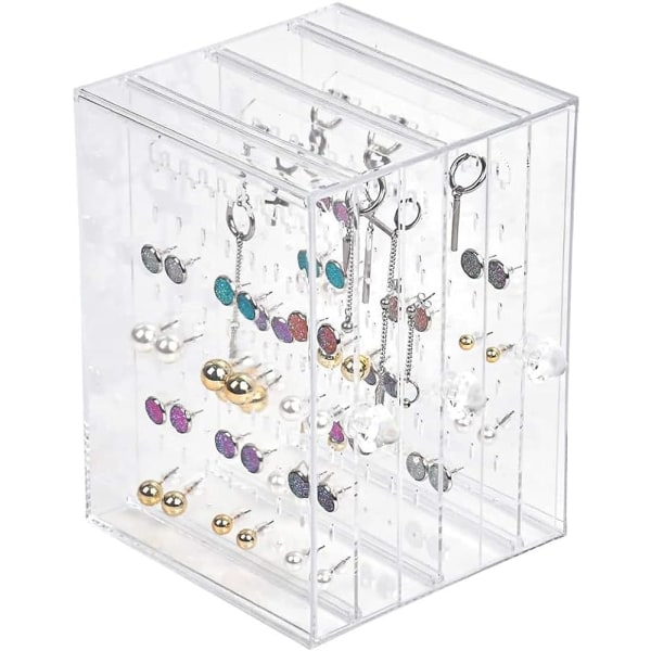 Acrylic Earring Holder Earring Display Stand Storage Earring Holder Earring Storage Box with 3 Vertical Drawer for Women