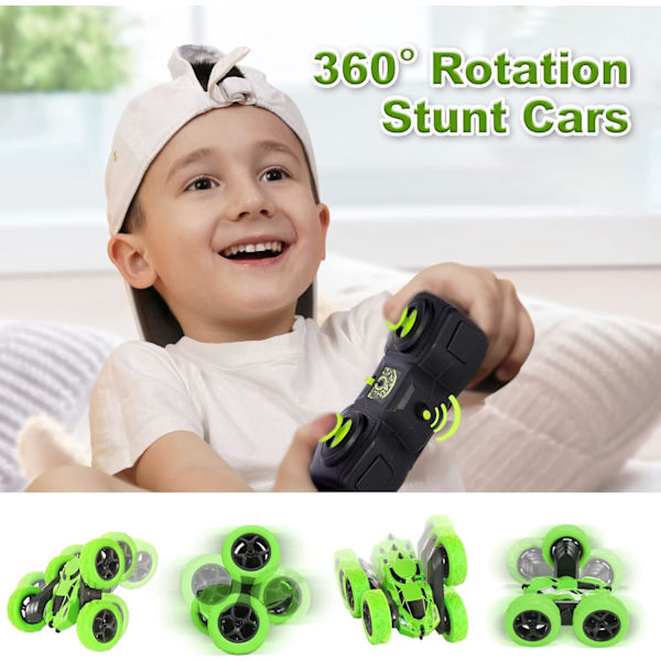 RC-bil Stunts RC-bil, 90 minuters speltid, 2,4 GHz dubbelsidig 360° roterande RC Crawler-bil med strålkastare, 4WD Off-Road Drift RC Racing Toy