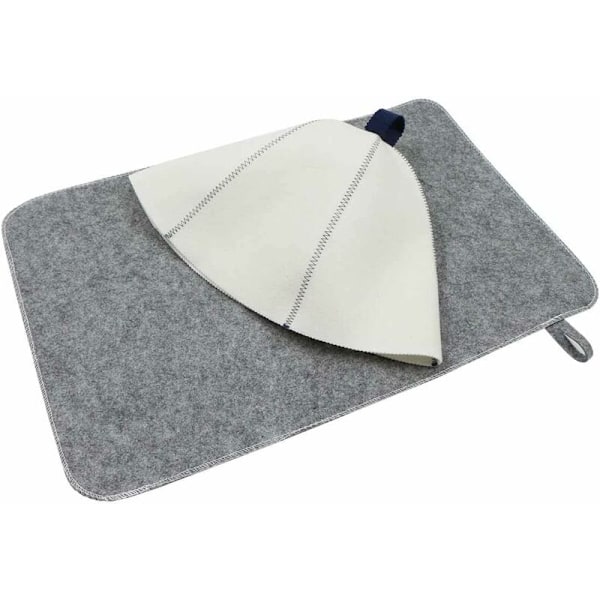 Naturlig bastuhatt i textil - duschmössa i filt med krok för kvinnor och män, passar de flesta huvudstorlekar (hatt + filtkudde)