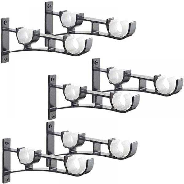 6 pingle stänger med robust metallgardin, gardinstångsstöd, dubbel stånghållare gardinstång, gardinstöd, aluminium gardinstångsstöd, stångstång