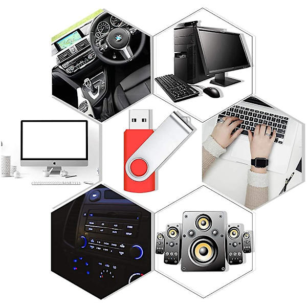 Pakke med 10 2 GB USB-sticks. USB 2.0 Data Stick med Flash Drive Bag Roterende Foldbar Hukommelse