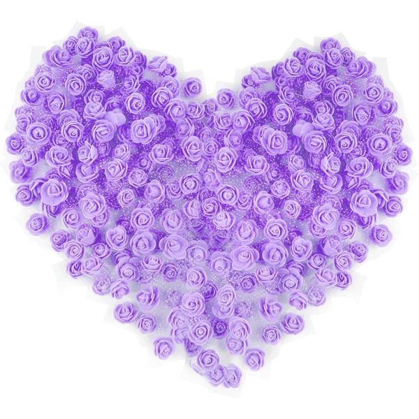 (Purple - 2.5cm) 200 Artificial Rose Buds PE Foam Artificial Flowers Decoration Home Wedding Party.