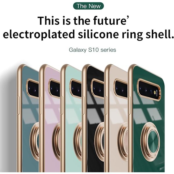 Fodral för Samsung Galaxy S10, snyggt fodral i silikon TPU, tunt, mjukt, färgglatt, stöttåligt, med ringstativ för Samsung Gala