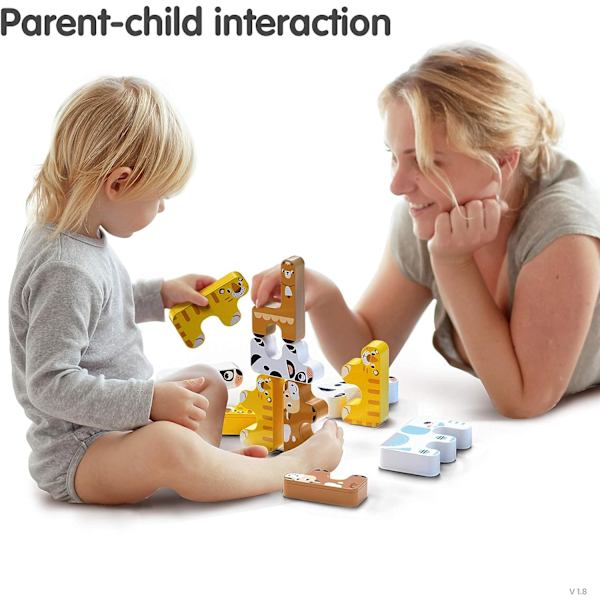 Stakkespil Legetøj Børn Montessori Dyr Balance Blokke Spil Toddler Uddannelsesmæssige Stak Høj Byggeblok Legetøj til 3 4 5 6 År Gamle Børn I