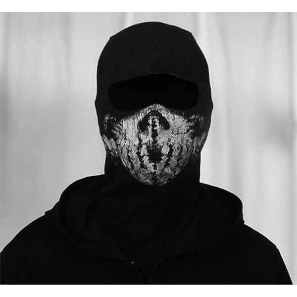 Balaclava med kranie - Moto-maske til Call of Duty-fans - Farve: Sort