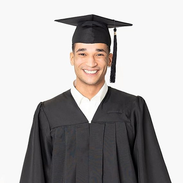 Hætte til dimission - Student hue til dimission fra universitet eller gymnasium - Sort student hue, One size 54 cm - 61 cm