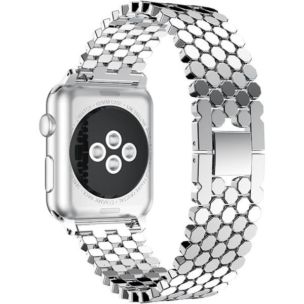 Sølv - Rem til Apple Watch 38mm, Rustfrit stål iWatch Rem 8mm, Smartwatch Rem til Apple Watch Series 3/2/1 38mm,.