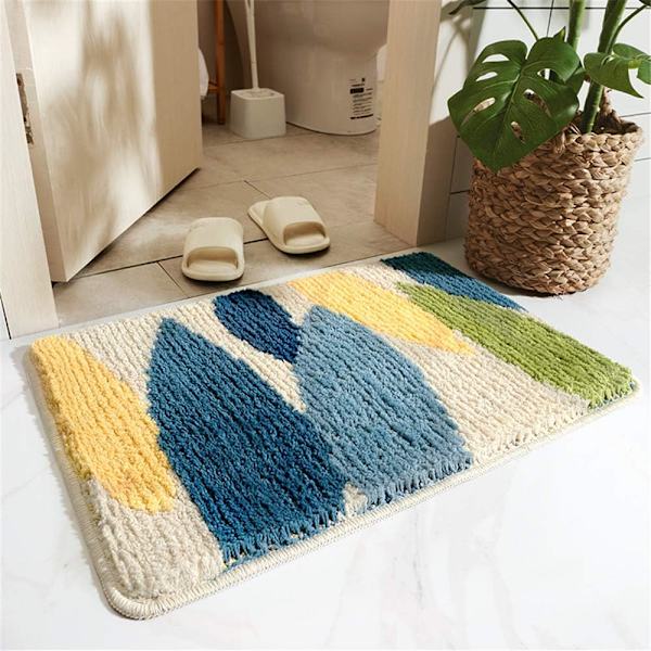 Halkskyddad badrumsmatta, Treer mikrofiber absorberande säkerhetsbadrumsmatta maskintvättbar dörrmatta för badrum, kök, sovrum
