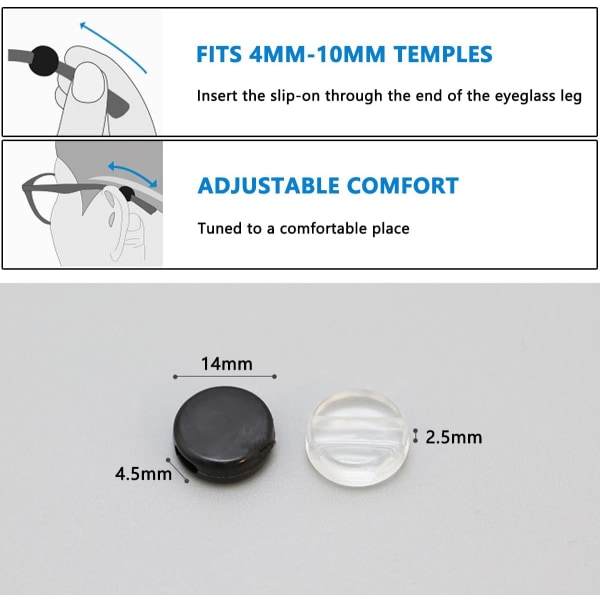 10 par silikonebrillerholder briller øregreb ørekroge skridsikre holder runde brillerpropper briller krog, til de fleste slags briller