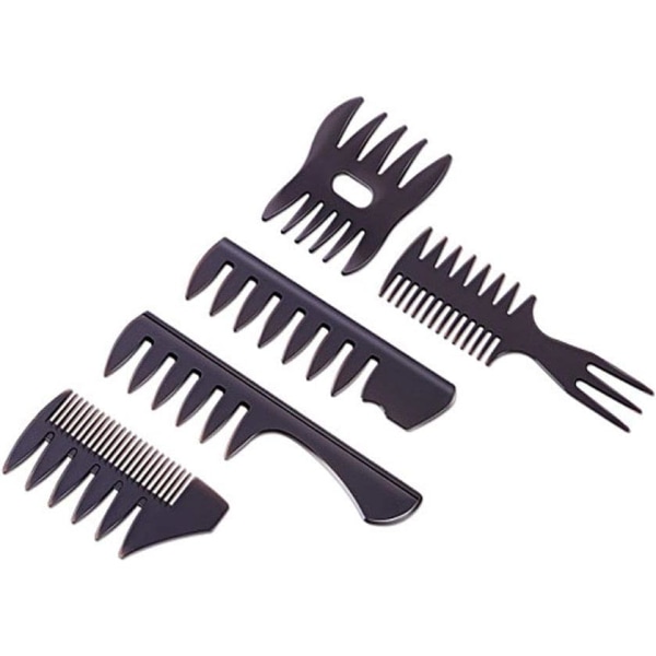 5-pack bredtandade kammar, professionella stylingkammar för män, plastkammar för män, bredtandade kammar för frisörer frisörkammar