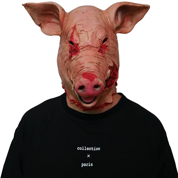 Scary Pig Head Mask Halloween Prom Costume Cosplay Prop Bloody Pig Butcher Scary Adult Mask