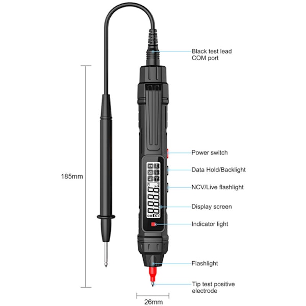 Digital multimeter med penna 4000 punkter professionell spänningsmätning testare resistans NCV Mult kapacitet trådkännedom underspänningstestare av