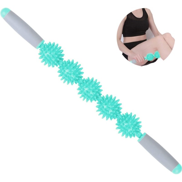 Massage Stick Trykpunkt Muskel Massage Rulle, fem kugler, grøn