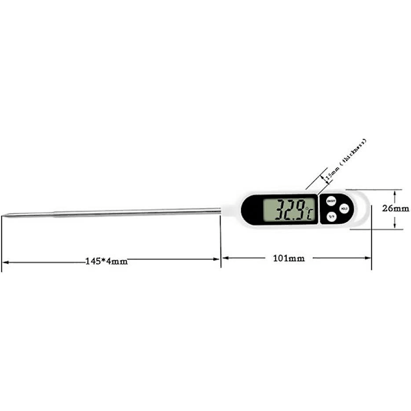 Electromenics Kjøkken Termometer Med Digital Lcd-Skjerm Og Rustfritt Stål Sonde For Mat, Drikke, Grill... Måler I Celsius Og Fahrenheit