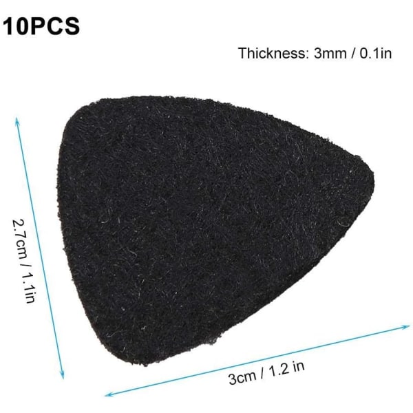 Musta - 10 kitaran plektraa, musiikkip plektrat Ukulele kitaran plektrat villa plektrat 3mm plektrat soittimen lisävarusteet