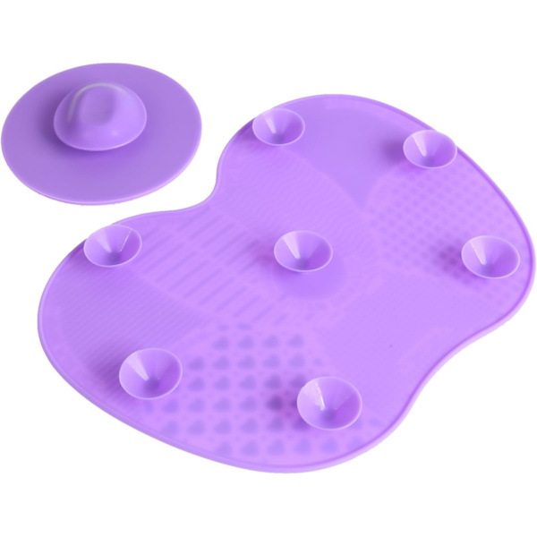 2 kpl Silikoniharjanpuhdistusharja, Meikkisiveltimenpuhdistusmattotyökalu (Violetti)