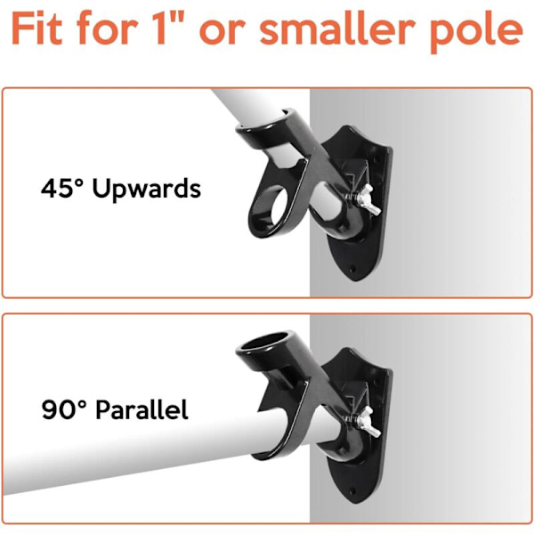 Justerbar flaggstångshållare flaggbärare bas av aluminiumflagga med två positioner för flaggstänger med en diameter på 1 \"V1A08 (svart)