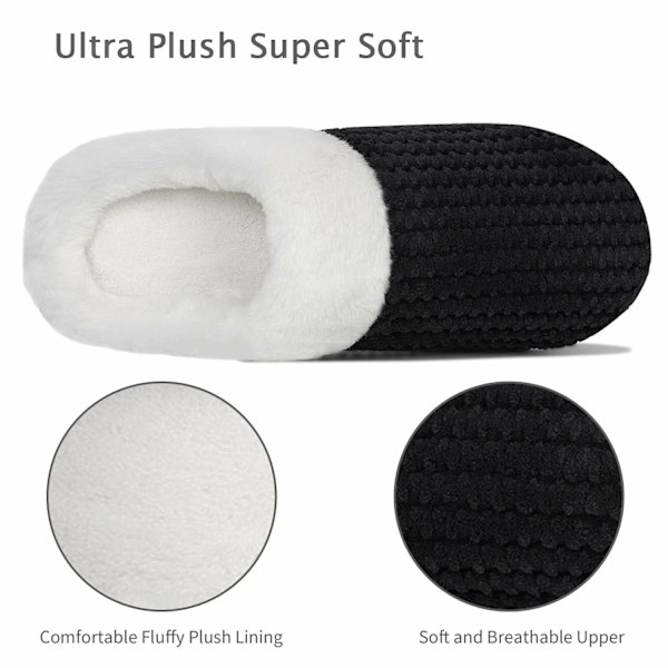 Tofflor Dam Varma Minnesskum Anti-Slip Hemskor Bekväma Bomullstofflor Hem Sovrumsskor Inomhus och Utomhus