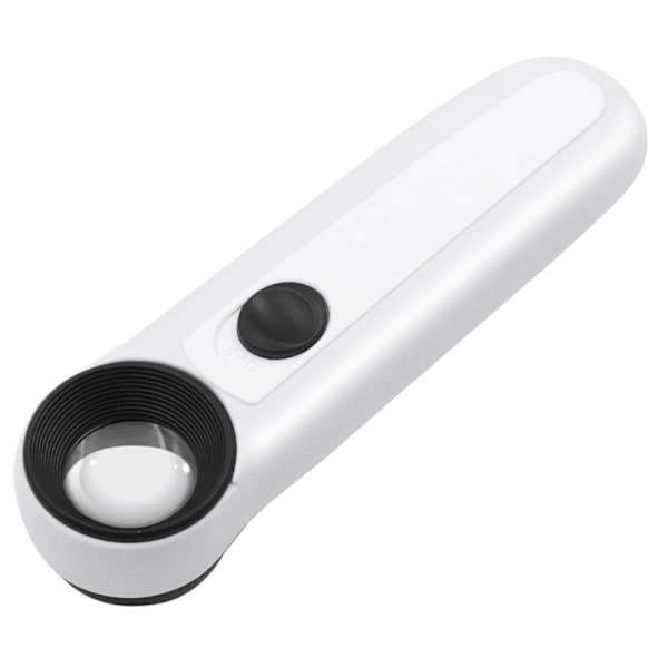 Vit 40X Handhållen Dubbel LED-Ljusupplyst Antik Jade Smyckesstämpel HD Identifieringsförstoringsglas med Läderfodral