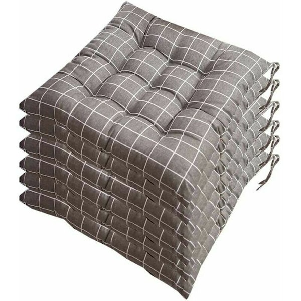 Set med 6 st Sittdynor 40x40, Dekorativa Stolsdynor Trädgårdsdynor 12 Sömmar i Olika Mönster, Polyester (A)