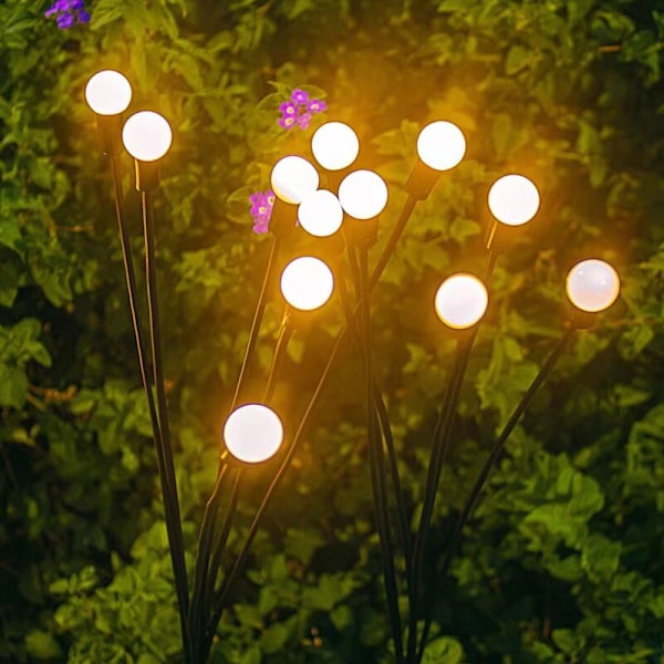 (Lämmin valkoinen) Ulkokäyttöön tarkoitettu aurinkovalo, 1 huone 10 LED Lucioles -valoa puutarhaan, parvekkeelle, aurinkolamppu ulkopuutarhan koristeluun, vedenpitävä IP65