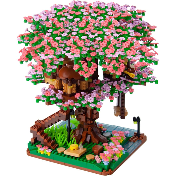 Mini Sakura Tree House Bonsai Tree Brick Set, Sakura Plant Series Set ei ole yhteensopiva LEGOn kanssa (2318 osaa)