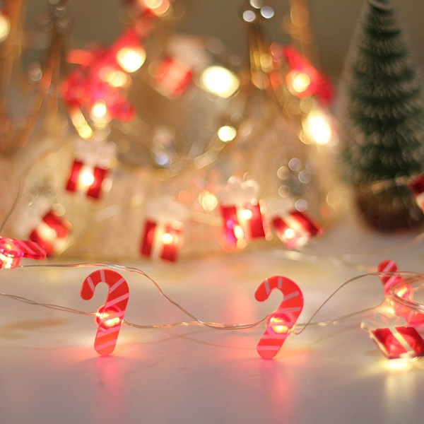 Ljusgirlang i form av en julgran, 2 m, 20 LED-lampor, med timer, batteridriven, varmvit, silvertråd för julgran, hem d