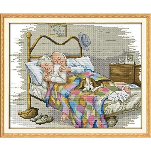 14CT Otryckta Korsstygnssatser 44cm x 36cm, Broderisatser DMC Tråd-Detta Gamla Par