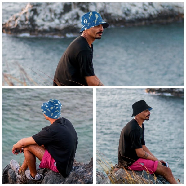 Unisex Bucket Hat Print Reversible Dobbeltsidig Slitasje Solhatter Fiskehatt for Menn Kvinner Sommer Strand Søte Hatter