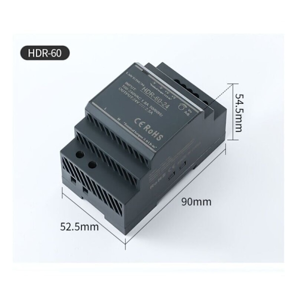 HDR Strömförsörjning för DIN-skena, Ultra Slim DIN-skena Strömförsörjning/3SU HDR-60-24, 24V 2.5A 60W