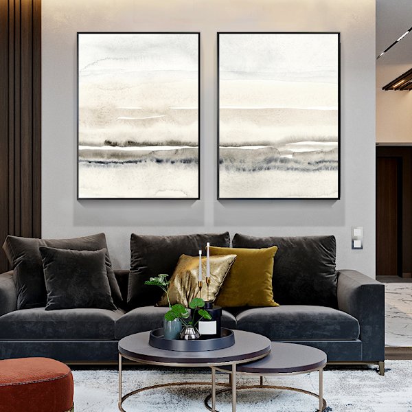 2 st abstrakt modern soffa bakgrund väggdekoration målning vardagsrum sovrum matsal ramfri målning