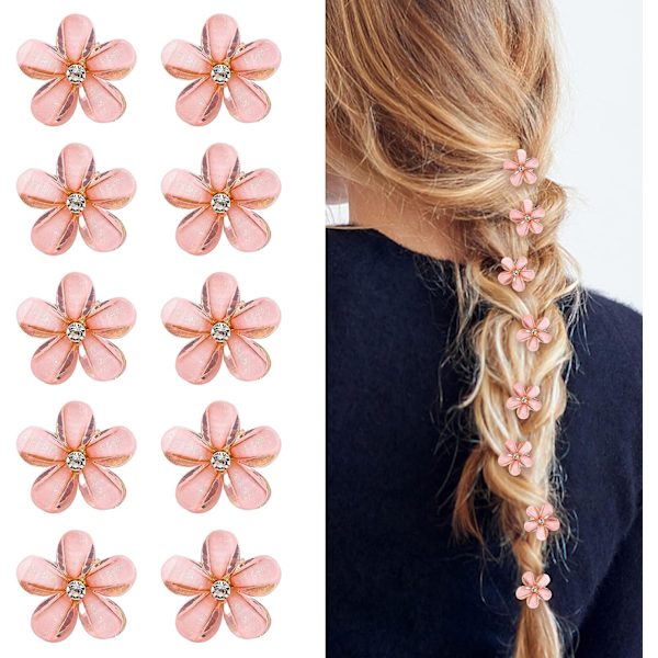 14 kappaleen mini-timanttihiusklipsit (vaaleanpunainen), pienet hiusklipsit hiusklipsit naisille, tytöille, makeat minihiusklipsit hiusklipsit päivittäiseen käyttöön, juhliin, häihin