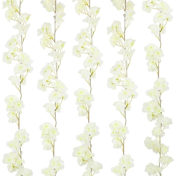 5st 1,8m -Vita körsbärsgirlanger Konstgjorda blommor Hängdekor