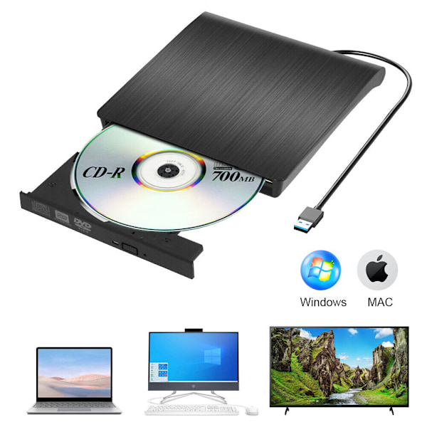 USB3.0/TYPE-C kaksoisliitäntä ulkoinen optinen asema lokeromainen tallennin mobiili DVD-soitin musta