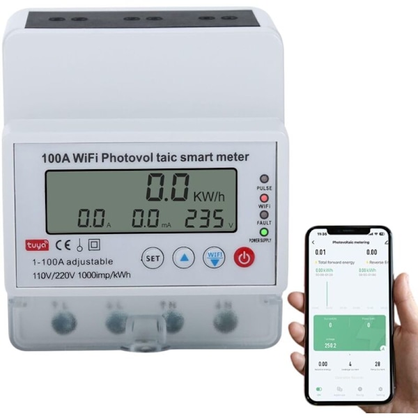 Intelligent energimätare WiFi 100a enfas 4p Tuya Smart Wifi Fotovoltaisk Energi Avtal Strömbrytare Timer Dubbelriktad Solenergi
