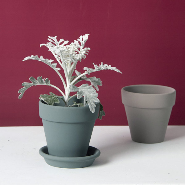 Rund planter - Lätt inomhus och utomhus plastplanter med dräneringsplugg, rustik sten
