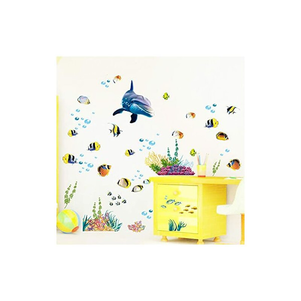 Ocean Fish Wall Decal, Under the Blue Whale Soft Wall Stickers för Barnrum Vardagsrum Café Klassrum Väggdekor Stil-A