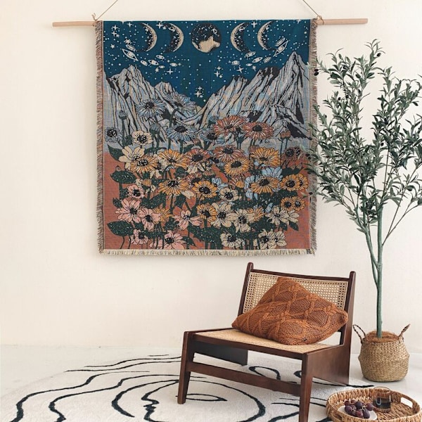 1 stykke 160x130cm Plaid Tæppe Tricotic stjernehimmel dekoreret med komfortable bløde boheme-frynser Beskytter mod kulde til sofa sofa til hvile