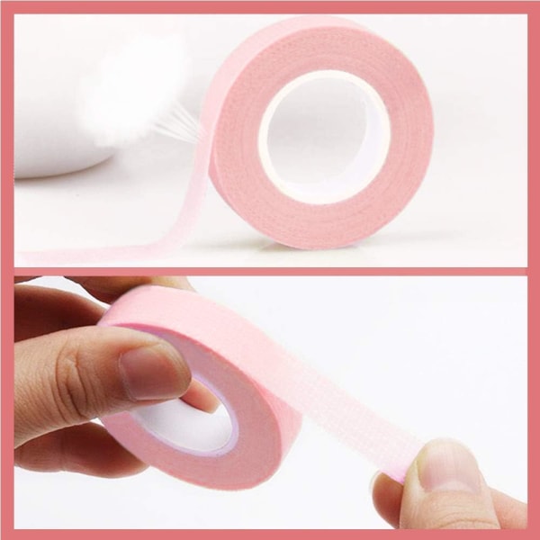 Ruban d'extension de cils (rose, 1,2 cm x 9 mètres), 5 rouleaux de ruban de cils en papier tissu micropore médical pour l'extension de cils