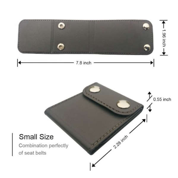 Set med 2 PU-läder säkerhetsbältesjustering, säkerhetsbältesjustering, positionerings säkerhetsbältesjusterare 5 x 5,8 cm, svart