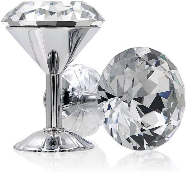 Et par 60mm ekstra brede glasgardiner med vægkrog og krombase (sølv)