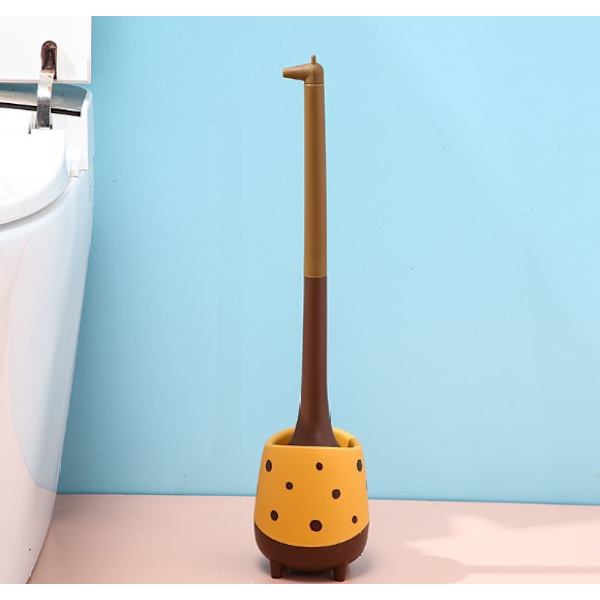 Orange Giraffe Toalettborste, Cartoon Fawn Toalettborste Hemstädning Toalett Ingen Död Vinkel Toalettborste Med Bas Rengöring Artefakt