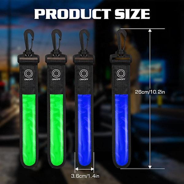 4-pak 3-tilstands LED-blinkende reflekterende LED-hængende lys til børn Reflekterende reflekterende lysstribe til skoletaske rygsæk vandreture løb jogging Do