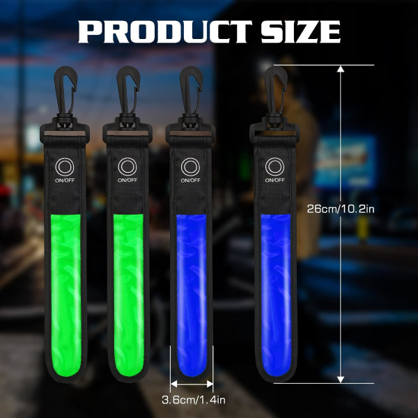 4-pakke 3-modus LED-blinkende reflekterende LED-hengelampe for barn Reflekterende reflekterende lysstripe for skolebag ryggsekk fotturer løping jogging gjør