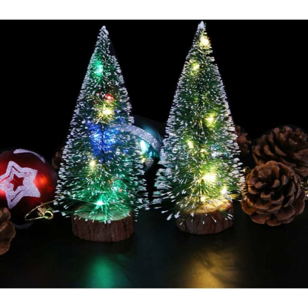 6 st konstgjorda julgranar LED Mini julgran miniatyr lysande DIY mikrolandskap för julskyltfönsterbordsdekoration 15 cm