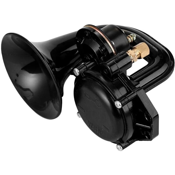 135dB Starkt Horn 12/24V Lastbil Superhögt Trumpet Signalhorn med Elektrisk Ventil Platt Bil Fordon Lastbilar - Le Noir