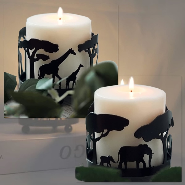 Metal Dyre Lysestager, Elefant Silhuet Lysestager, Tealight Lysestager Til Restaurant, Skov Tema Dekoration, Sort Lysestager Til
