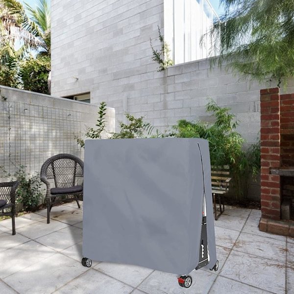 Grå Bordtennisbord Dækken, Vandafvisende Vindmodstand Anti-UV Heavy Duty Oxford Klud Bordtennisbord Dækken med Lynlås og Justerbar Snøre