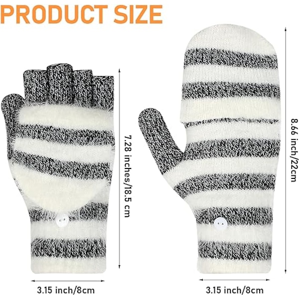 Vinter Stickade Konvertibla Fingerlösa Handskar Akryl Varma Lätta Pekskärm Söta Vantar Flip Top Dam Herr