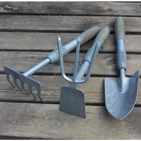 Transplanter Trädgårdsartiklar spade blomsterspade krukväxtspade hacka kratta plantering trädgård blomma tredelad uppsättning silver tredelad uppsättning (spade/kratta/